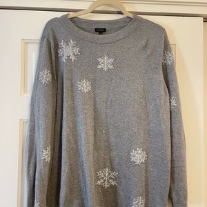 Talbots Grey/Silver Snowflake Sweater